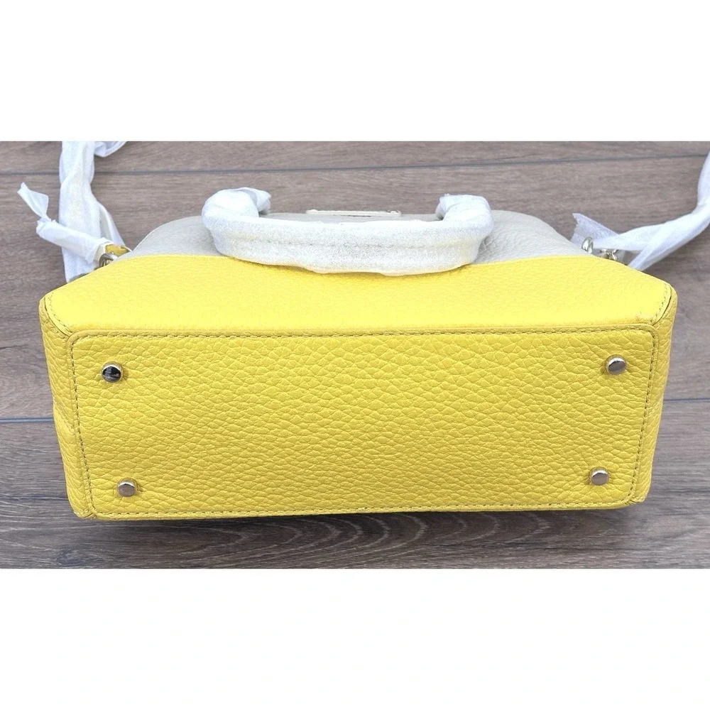 Kate Spade Grove Court Maise Pebbled Leather Satchel Crossbody Beige Yellow NWT